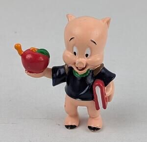 Vintage 1995 Porky Pig Figure Looney Tunes Apple Book Warner Bros PVC